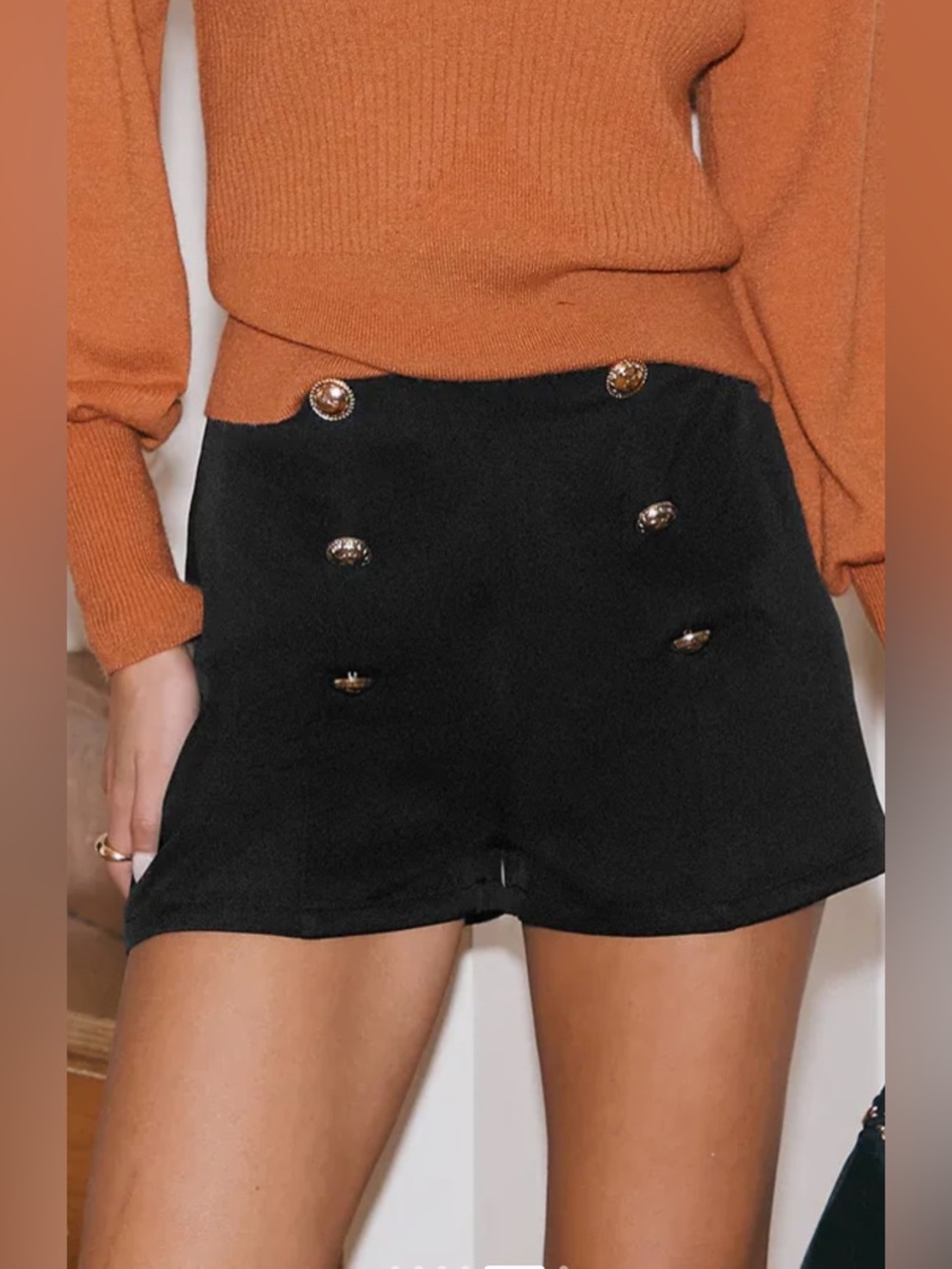 Cupshe Black High-Waisted Straight Leg Sailor Shorts Size XL